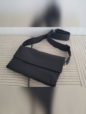 ASOS Black Fold-Over Leather Crossbody Bag